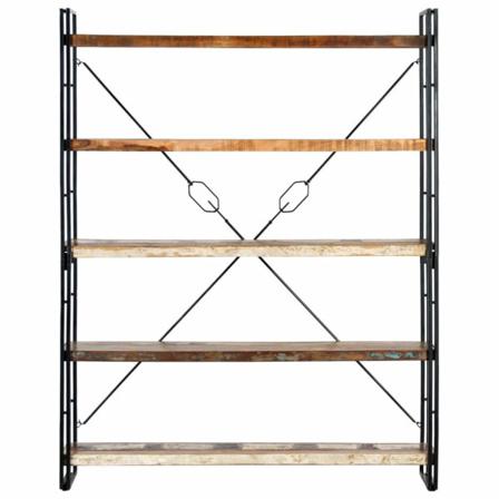 Vidaxl Bokhylla Med 5 Hyllor 140x30x180 Cm Massivt Återvunnet Tr Brun