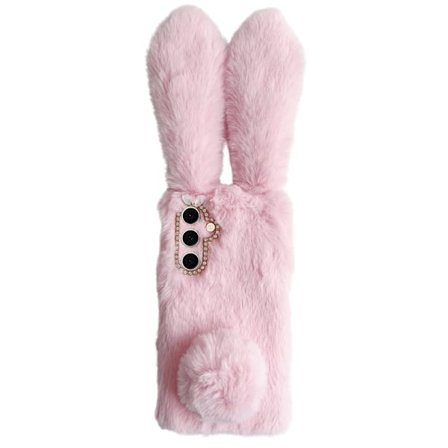 SKALO Samsung S25 3D Fluffy Bunny Cover - Pink