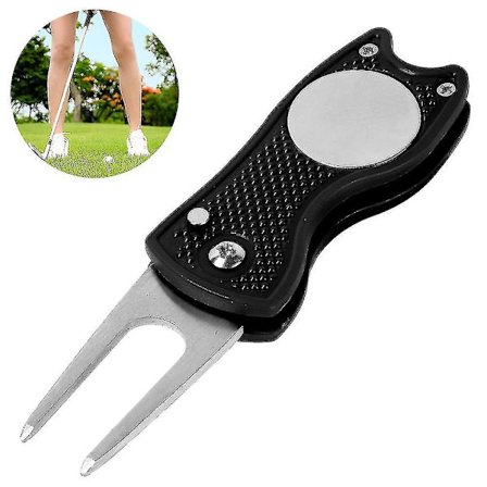 Metal Foldbar Golf Divot Tool Magnetisk (sort)