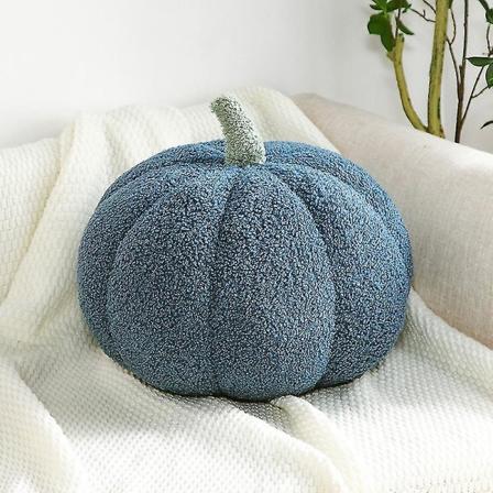 Fleece græskar pude Ultra blød Sherpa dekorative sød 3d formet pude Halloween Blue