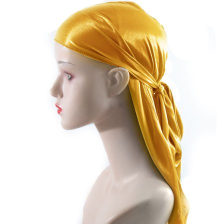 Simuloitu silkkinen pitkä häntähuppu sidottu pitkä häntähattu (kulta)