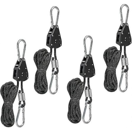 4-pack Kraftiga Repspärrar med Krokar, Justerbara Repspärrar för Växtbelysning, 150 Lb Hängrep Spärrar [DB]