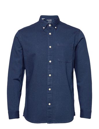 Slhregrick-Denim Shirt Ls U Skjorta Casual Blå Selected Homme