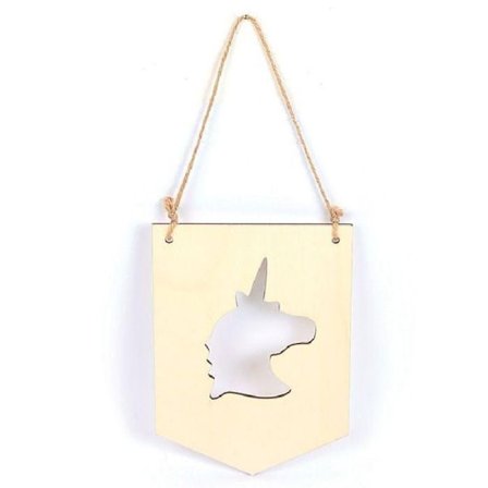 Ripustettava Fanion - Luova Siemen PW - Yksisarvinen - Luonnonpuu - 20 cm x 8.8 cm - Sein Decoration