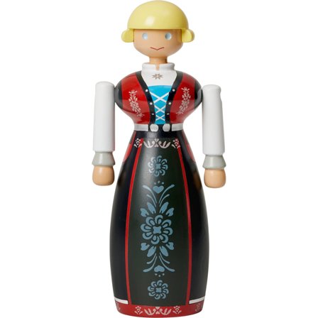 Kay bojesen Norsk bunad-kvinne, svart/rød/hvit' - 'Svart, hvitt og rødt