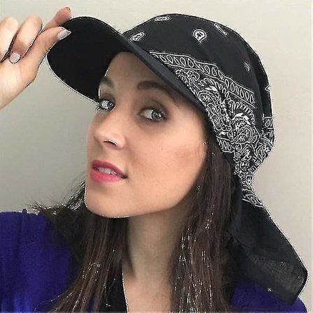 Hodeplagg Visirhatt Med Bred Bremskjørt Solhatt Sommerstrand (Marineblå)