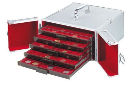 Aluminium møntkuffert til 5 møntbokse