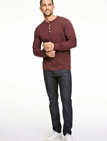 Lindbergh Solid Gradad W Contrast Fabric L/S - Burgundy - L