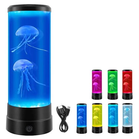 Färgskiftande LED Jellyfish Lava Lamp Mini Akvarium Simulering Jellyfish Dekorativ Lampa USB Akryl Nattlampa Present till Barn (FMY)