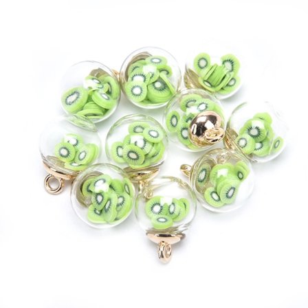 10st kristallglaskula berlocker med skivad frukt hängde Kiwi Fruit