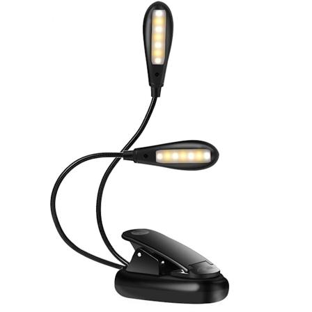 Svart skrivebordslampe med 14 lys og 9 nivåer (oppladbar versjon) Temperaturlamper To nattbordslamper for soverom gjesterom kontor