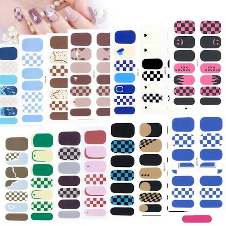 15 ark neglelak klistermærker fuld negle wraps, skakbræt kærlighed neglelak klistermærker dekaler negle klistermærker dekaler til kvinder piger