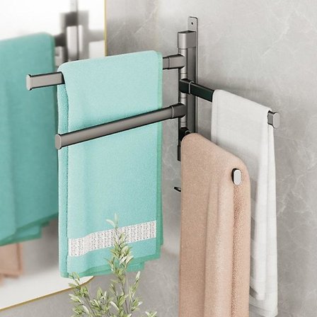 Badeværelses håndklædestang med 3 stænger drejelig håndklædestang 180 rustfrit stål sus304 33cm vægmonteret håndklædestang til cu