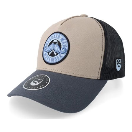 Bearded Man - Grå trucker Keps - Movember 2025 Light Grey/Black/Charcoal A-frame Trucker @ Hatstore