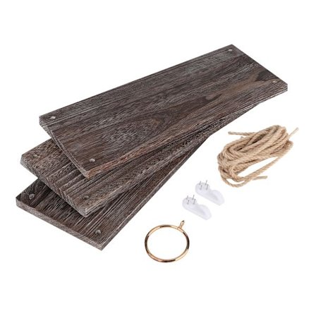 Innergård Vintage trä vägghängande hylla Plant Blomkruka Hylla Heminredning (tre lager)