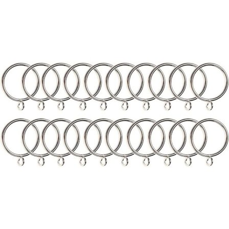 Sæt med 20 gardinringe, ophængningsringe til gardiner og stænger, 32 mm indvendig diameter, sølv