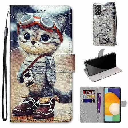 2025 Uusin malli Kotelo Samsung Galaxy A53 5g:lle Luova kuvio Tui Magneettinen korttipidike Lompakko - Kissanpentu