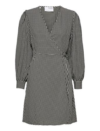Slfcharlie Ls Short Wrap Dress B Black Selected Femme