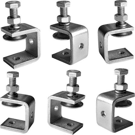 6 Stykker Kraftige C-Klemmer i 304 Rustfritt Stål, For Klemmer, Tenger & Vantskruer, Trebearbeidingsverktøy, DIY & Bilreparasjon