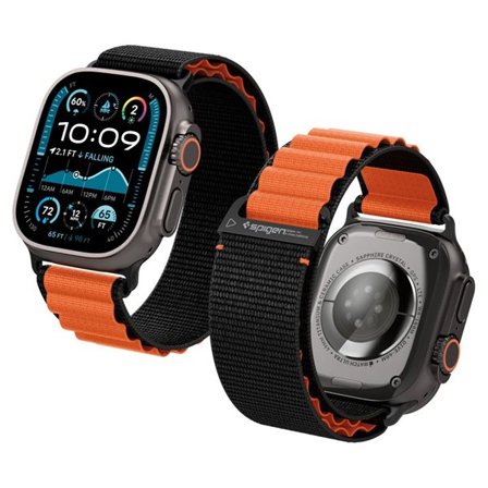Spigen WBF1 Armband till Apple Klocka 44 / 45 / 46 / 49 mm - Svart och orange