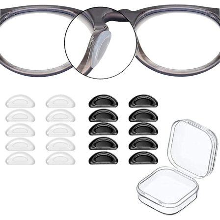 Næsepuder til briller, silikone næsepuder til briller, selvklæbende skridsikre forhøjede næsepuder lindrer trykket for briller og solbriller 5 par - 