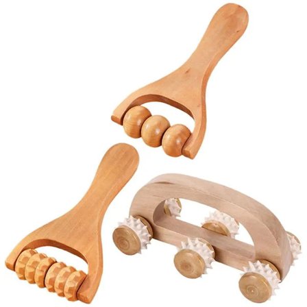 st./set handrulle massage roller trämassager rygg trä massage roller trä massage roller~00883