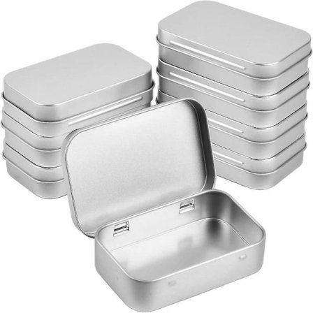 95 x 62 x 20 mm Tom Rektangulær Hængslet Metalæske med Låg (sølv) 8 Stykker Db