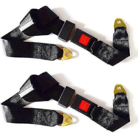 Sett med 2 universelle justerbare 2-punkts sikkerhetsbelter enkel dobbel -