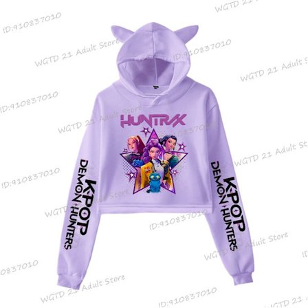 2025 Naisten Anime-elokuvahahmot Lyhyet hupparit Muoti Kissan korvat Puserot Lyhyet topit Pitkähihainen Syksy Talvi Kpop Huppari