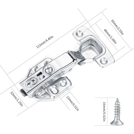 2-delte kjøkkenenhetsdørhengsler, myk lukking skapdør