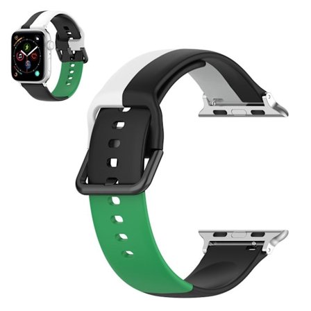 Apple Watch Series 6 / 5 40mm three color silicone watch band - Black / White / Green