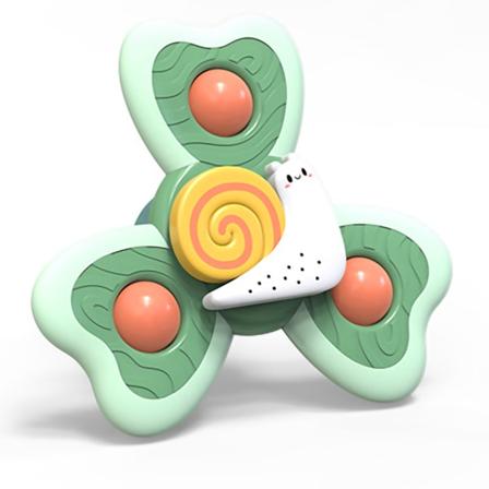 Baby Sugkopp Topp Leksak Cartoon Pussel Pedagogisk Långvarig Badleksak med Kraftfull Sugkopp för Småbarn 3 Blad Snigel