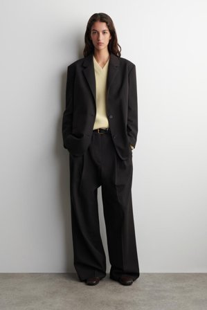 COS Women's Jersey De Lana Redondeado Con Cuello De Pico in Amarillo