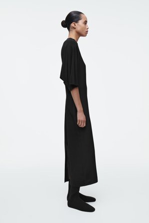 COS Women's Abito Drappeggiato In Seta in Nero