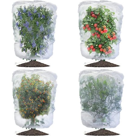 4 stk. Hageplante Frukt Tre Fuglenetting Beskyttelse Blåbærbusker Nettingtrekkposer med snøring, Busker Busk Tomat Jordbær Bær Barrie