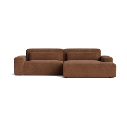 Messina XL Chaiselongue-Sofa, rechts, Ribcord Braun, Cord-Optik, modernes Design, bequeme Polsterung, 80cm Höhe, gemütliches Ecksofa