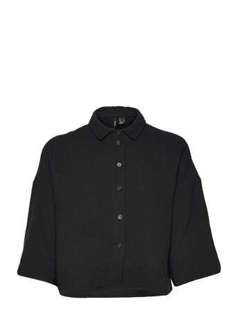 Vmnatali 3/4 Crop Shirt Wvn Black Vero Moda