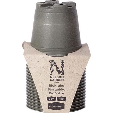 Nelson Garden 700237 Bioruukku vihreä, Ø8 cm, 20 kpl/pakkaus, Kasvatus