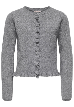 Only KOGSHELDA LIFE LS O-NECK RUFFLE CAR Tröjor & koftor Dam Grå 158/164