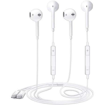 2-pack - Hörlurar med Lightning-gränssnitt, hörlurar kompatibla med iPhone (inbyggd mikrofon och volymkontroll)