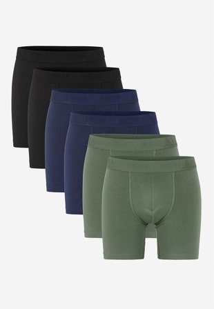 Cellbes of Sweden - Boksershorts med længere ben 6-pack i sort + marine + kakigrøn til herrer i størrelse XXL