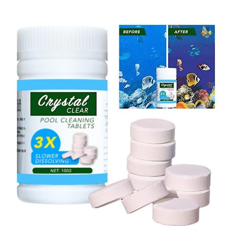 100 stk. klortabletter - Multifunktionel øjeblikkelig desinfektion til svømmepøl, badekar og spa