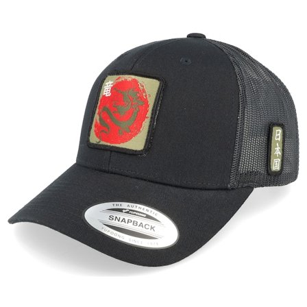 Yapan - Svart trucker Caps - Japanese Dragon Retro Black Trucker @ Hatstore