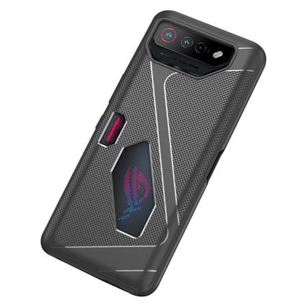 SKALO Asus ROG Phone 7 5G Carbon Fiber TPU-suojakuori - Harmaa