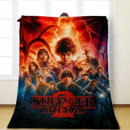 Stranger Things -aiheinen fleecepeitto, sohvanpeite, erittäin mukava paksu ja lämmin sängynpeitto - monikäyttöinen kääre/koristeellinen sängynpeite 2 