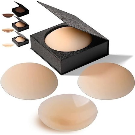 2 par silikone brystvortecovers til kvinder klæbende og genanvendelige brystvortecovers niple cover nippie cover nood brystklistermærker ,beige-7.5cm