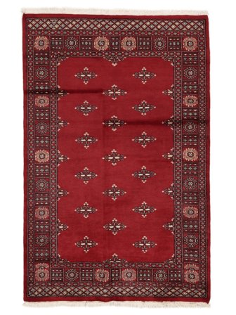 Anudada A Mano Pakistan Bukara 2Ply Alfombra 125X191 De Lana Rojo Oscuro/Negro Pequeño