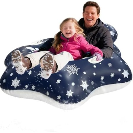 48" Kraftig Oppustelig Snekælk med Ryglæn - 330 lbs Kapacitet 0,8 mm Kuldebestandig Slæde til Børn Voksne Familie Vinter Sjov