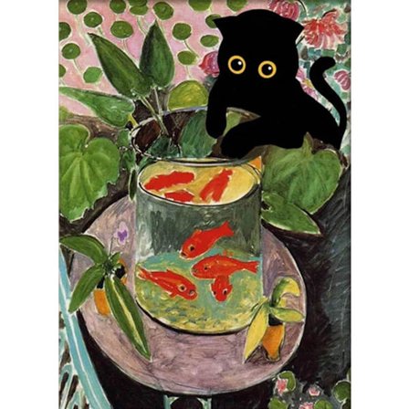 (12x16 tommer) 5D DIY diamantmaleri kits til voksne, katte fisker efter guldfisk diamantmaleri fuld boremaskine runde kunstperler