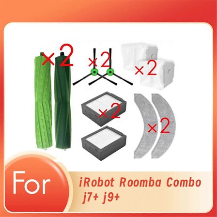 10 st Ersättningsdelar för IRobot Roomba Combo J7+ J9+ soprobotdammsugare, huvudborste, sidoborste, mopp
